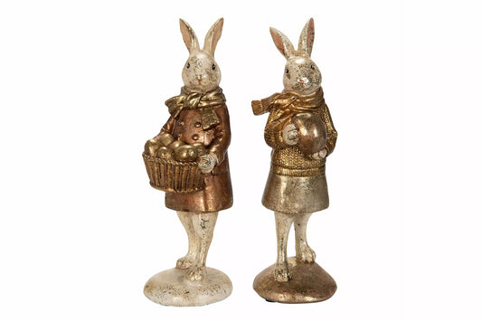 Påskdekoration Kaniner Med Ägg Mix Polyresin 7x20cm 2-pack    I lager: Vecka  10