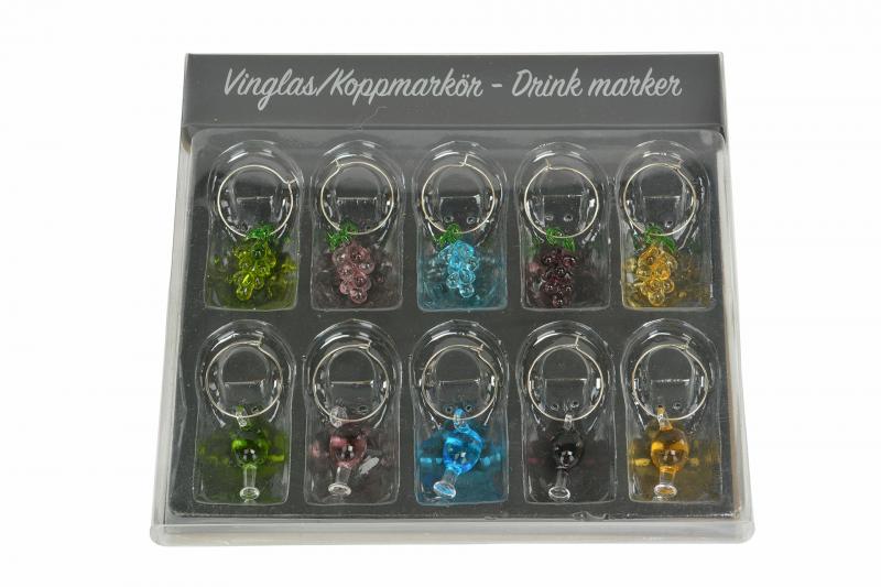 Vinställ Vinglas Koppmarkör Druvmix Glas 2-3cm 10-pack