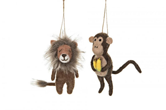 Dekoration UllDjur Apa Lejon Häng Mix 13cm 2-pack