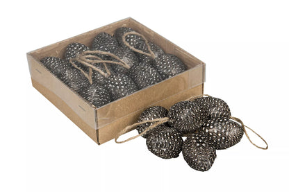 Påskdekoration Ägg Prick Fjäder Mini Häng 3x4cm 12-pack