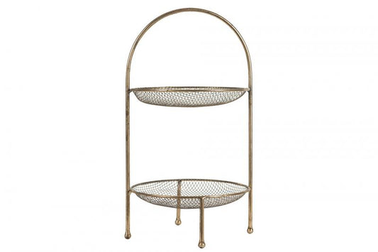 Dekorativt Fat Våningsfat Kakfat Nät 46 cm - guldbrun