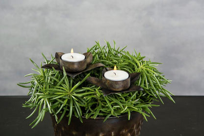 Ljusstake Ljushållare Värmeljus till flaska - Antikbrun 4-pack