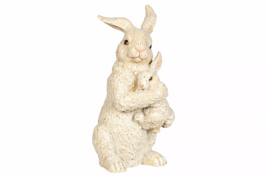 Påskdekoration Hare Kramas Vit/Glitter Polyresin 14x16x30cm