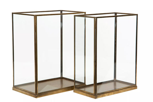 Ljuslykta Glas Cube Ant.Mässing 30x16x36cm 2-pack