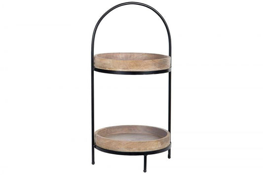 Dekorativt Fat Våningsfat Kakfat Antik Trä Ø29.5x57cm