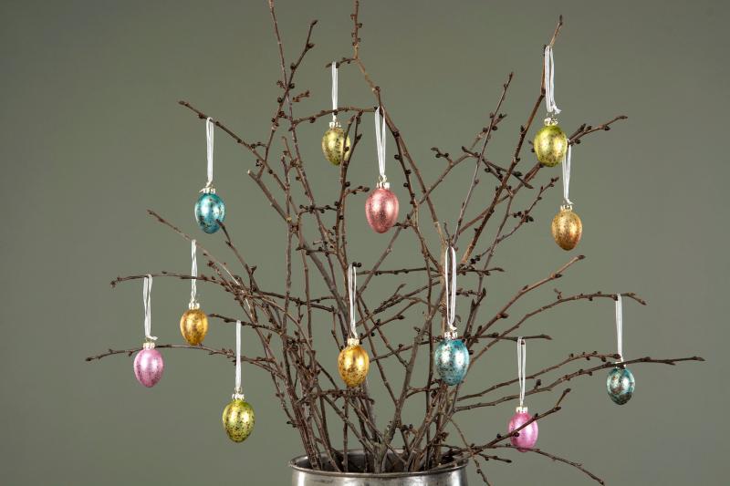 Påskdekoration Ägg Glas Färgmix 3x4cm 10st