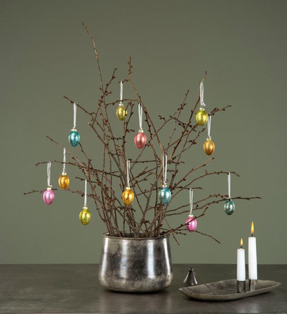 Påskdekoration Ägg Glas Färgmix 3x4cm 10st