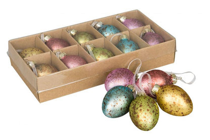 Påskdekoration Ägg Glas Färgmix 3x4cm 10st