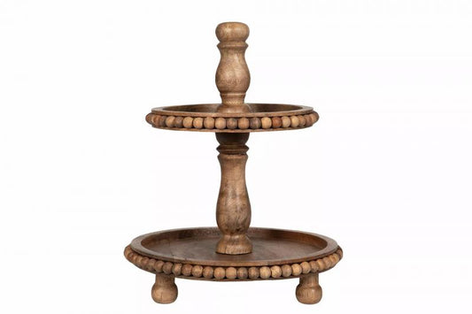 Dekorativt Fat Våningsfat Marble Trä Brun Ø29x36cm