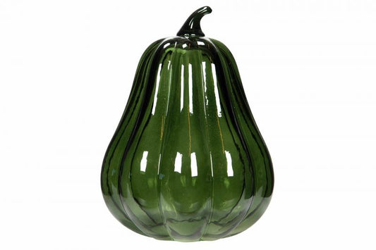 Dekoration Pumpa Glas Avlång Grön 15x20cm