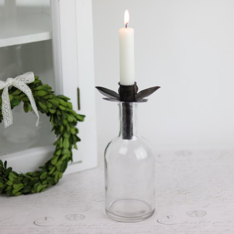 Dekorativ Flaska Burk Glasflaska Klar 400ml 8x18cm 2-pack