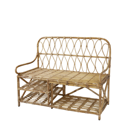 Sittbänk med ryggstöd och 2 hyllplan