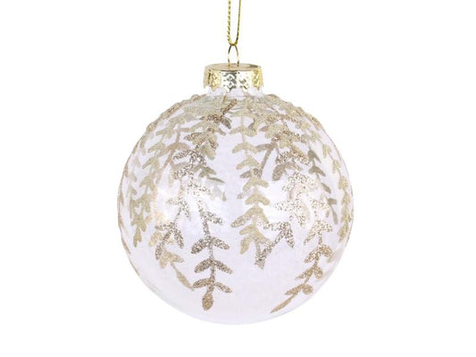 Julgranspynt Julkula med glimmer Glas Ø8 cm klar 4-pack  REA