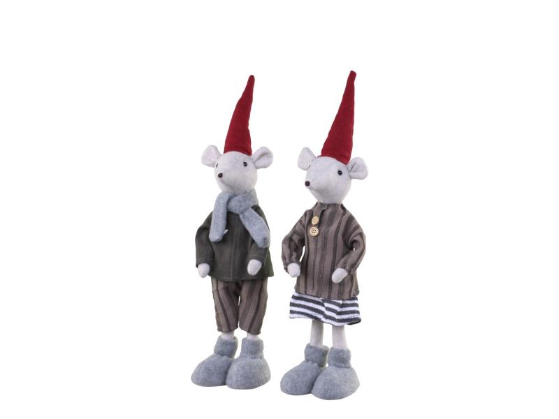 Juldekoration Inomhus Mus Stående Asger & Agnes 2-pack H38 cm