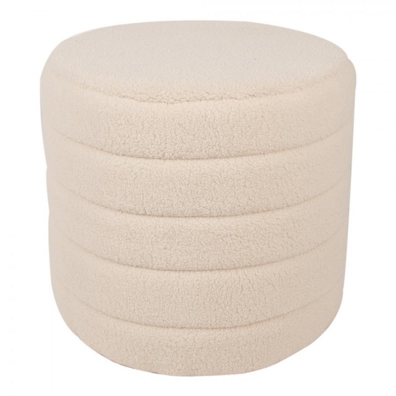 Fotpall Sittpall Puff Ø 50x45 / Ø 40x40 Cm 2-pack Cream Trä Textil Rund fotpall