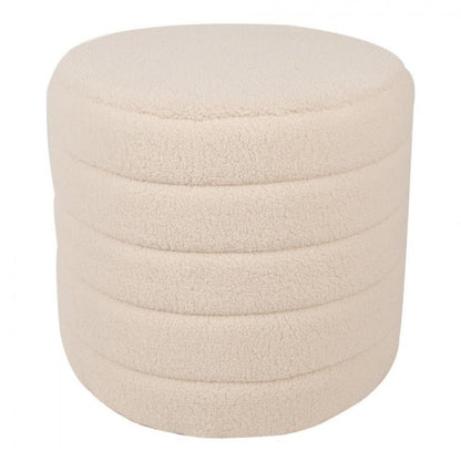 Fotpall Sittpall Puff Ø 50x45 / Ø 40x40 Cm 2-pack Cream Trä Textil Rund fotpall