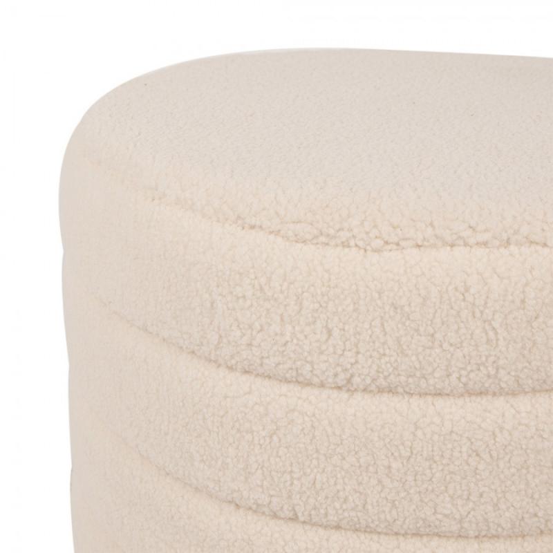 Fotpall Sittpall Puff Ø 50x45 / Ø 40x40 Cm 2-pack Cream Trä Textil Rund fotpall