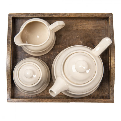 Köksservis Tea Set 27x22x16 cm Beige Brown Wood Tea pot