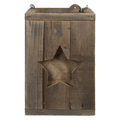 Ljuslykta 19x19x28 Cm Brown Wood Star