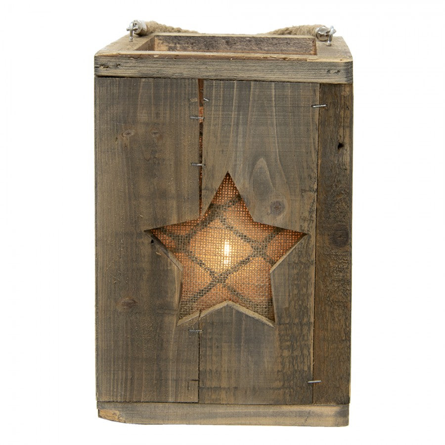 Ljuslykta 19x19x28 Cm Brown Wood Star