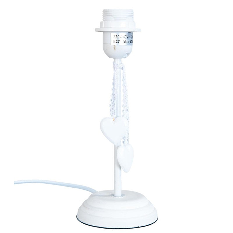 Bordslampa Lampfot Ø 10x24 cm Vit Trä Hjärta Rund
