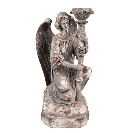 Ljusstake Angel 29 Cm Grå Polyresin