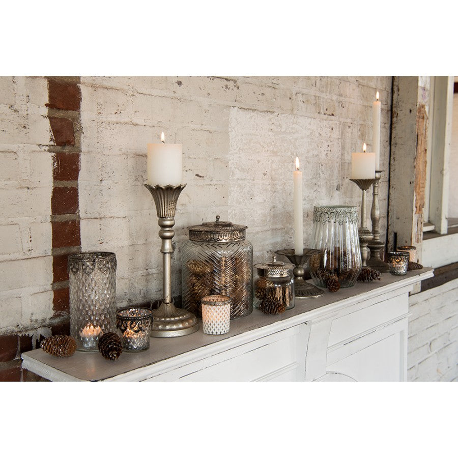 Ljusstake Silverfärgad metall Ø 12x32 Cm