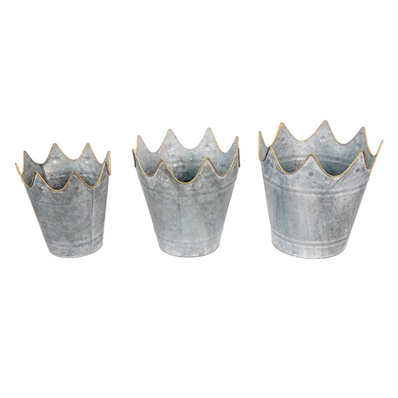 Blomkruka 3-pack Ø 29 Ø 26 Ø 22 Cm Grå Metall KronBlomkruka