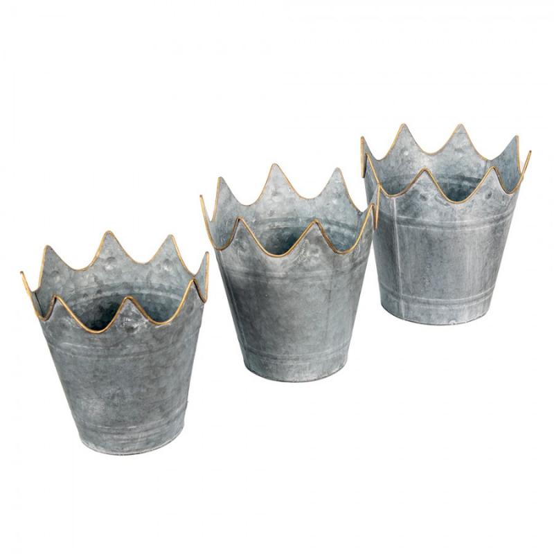 Blomkruka 3-pack Ø 29 Ø 26 Ø 22 Cm Grå Metall KronBlomkruka