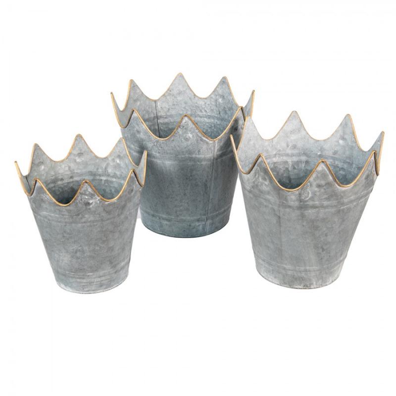 Blomkruka 3-pack Ø 29 Ø 26 Ø 22 Cm Grå Metall KronBlomkruka