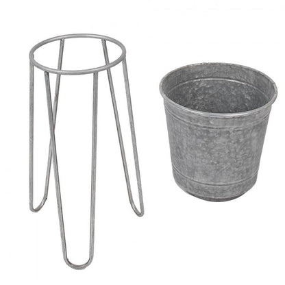 Blomkruka 2-pack Ø 35 Ø 31 Cm Grå Metall Växtställ