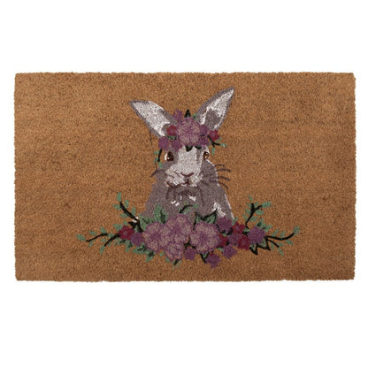 Dörrmatta Kanin med blommor Brun Beige 75x45x1 cm