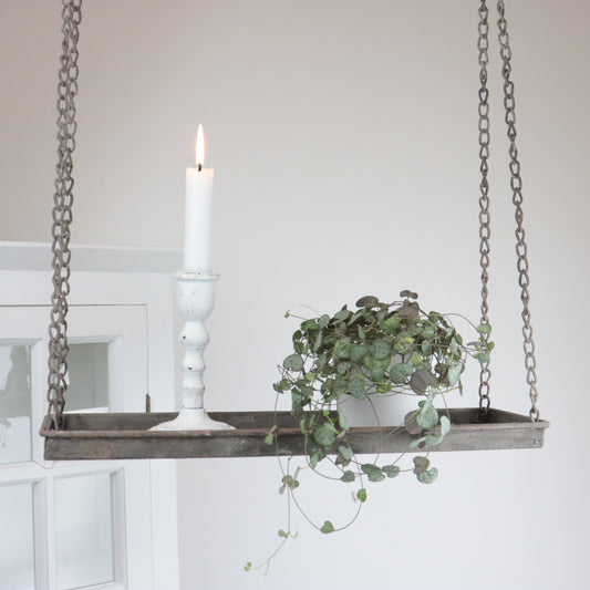 Hängande hylla med låg kant - antikgrå HH