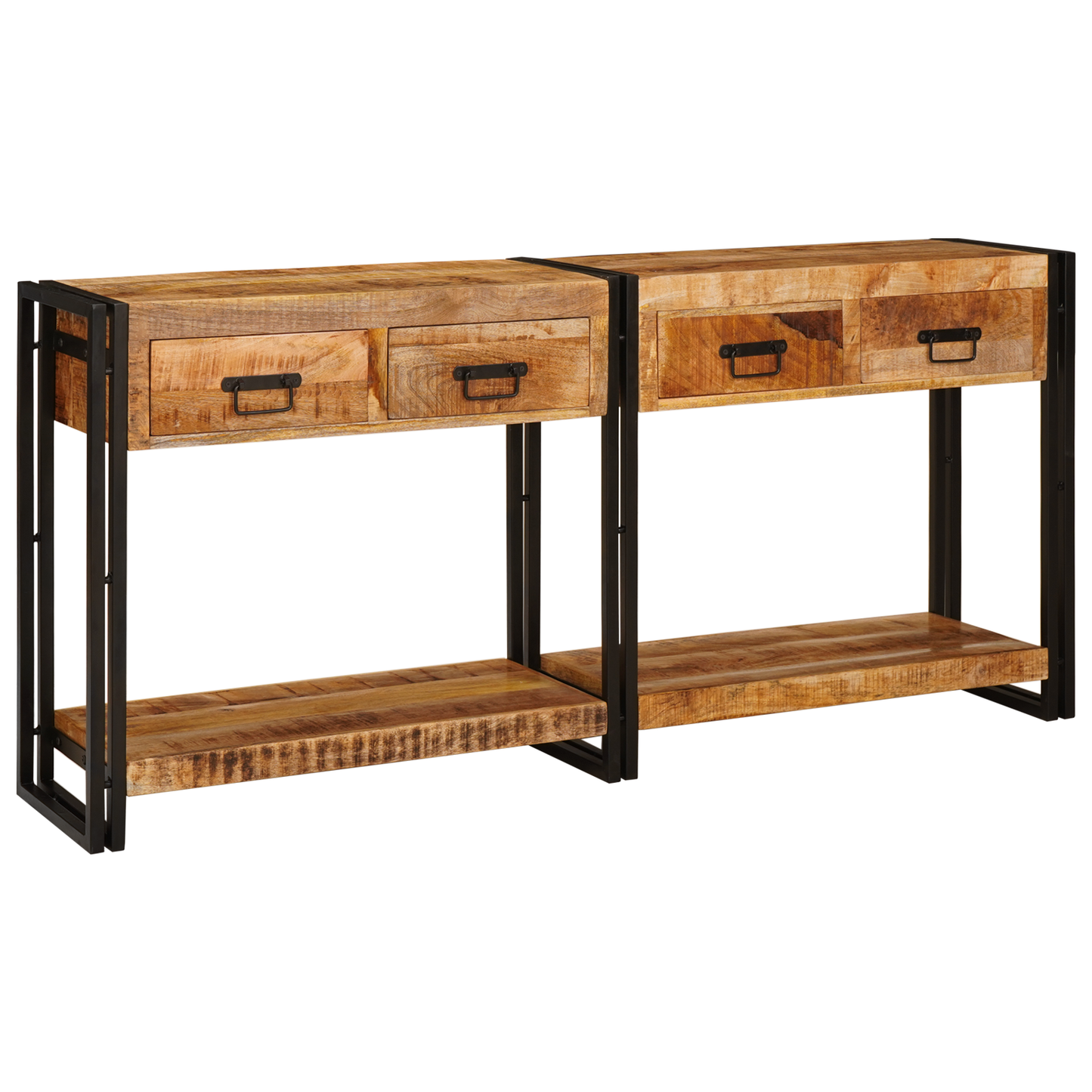 Avlastningsbord Konsollbord Trä 2 pcs Brun 160 x 33 x 75 cm Massivt grovt mangoträ