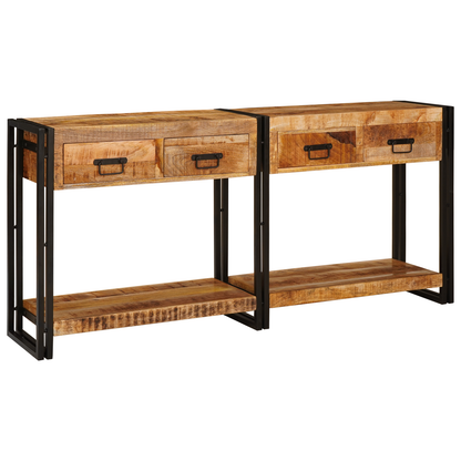 Avlastningsbord Konsollbord Trä 2 pcs Brun 160 x 33 x 75 cm Massivt grovt mangoträ