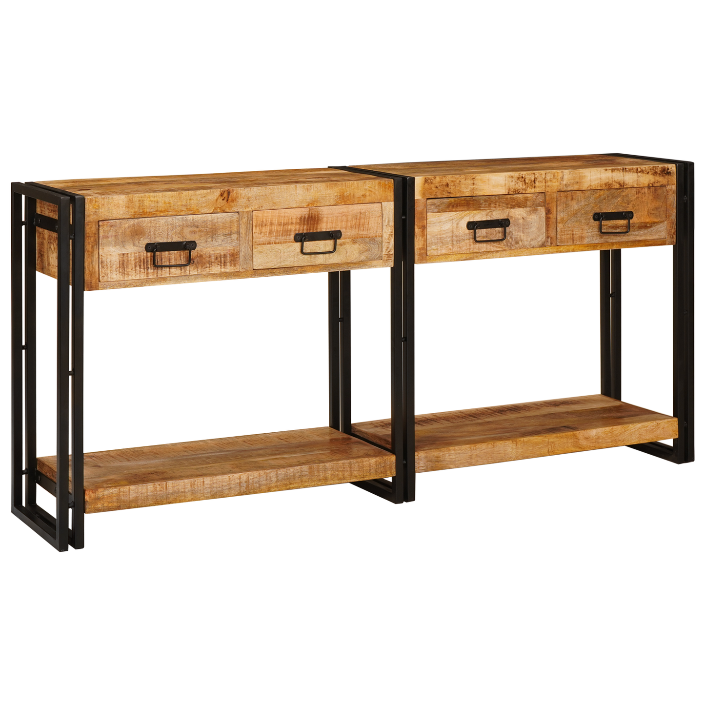 Avlastningsbord Konsollbord Trä 2 pcs Brun 160 x 33 x 75 cm Massivt grovt mangoträ