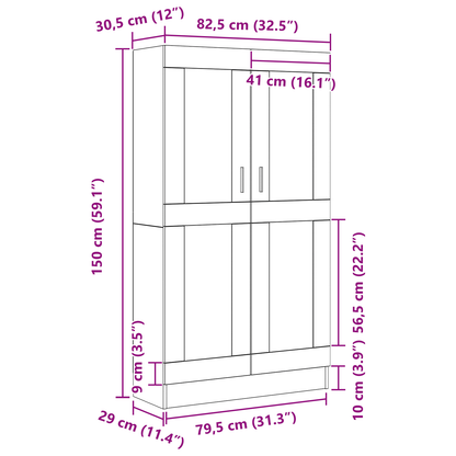 Bokhylla Svart Ek 82,5x30,5x150 cm