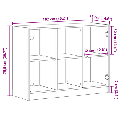Skänk Svart Ek 102x37x75,5 cm