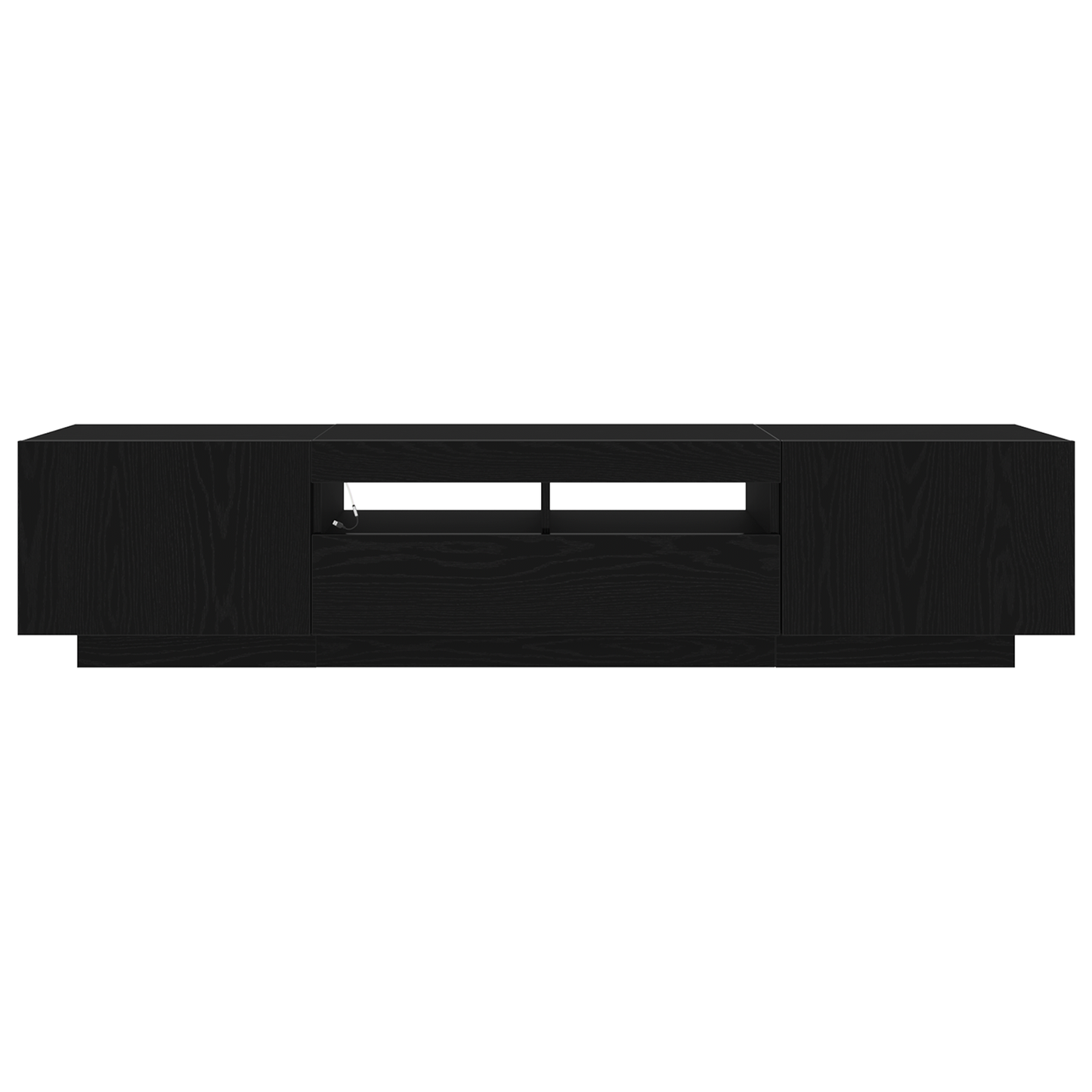 TV-Möbel Svart Ek TV-Bänk LED-lampor 180x35x40 cm