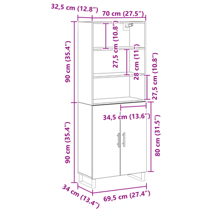 Skåp Svart Ek 69.5x34x180 cm