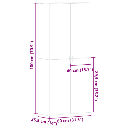 Skoställ Rökfärgad Ek Skoskåp 80x35,5x180 cm