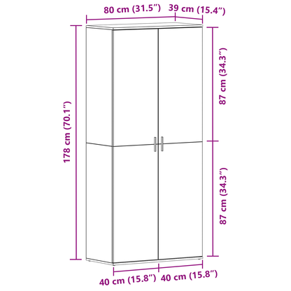 Skoställ Betonggrå 80x39x180 cm