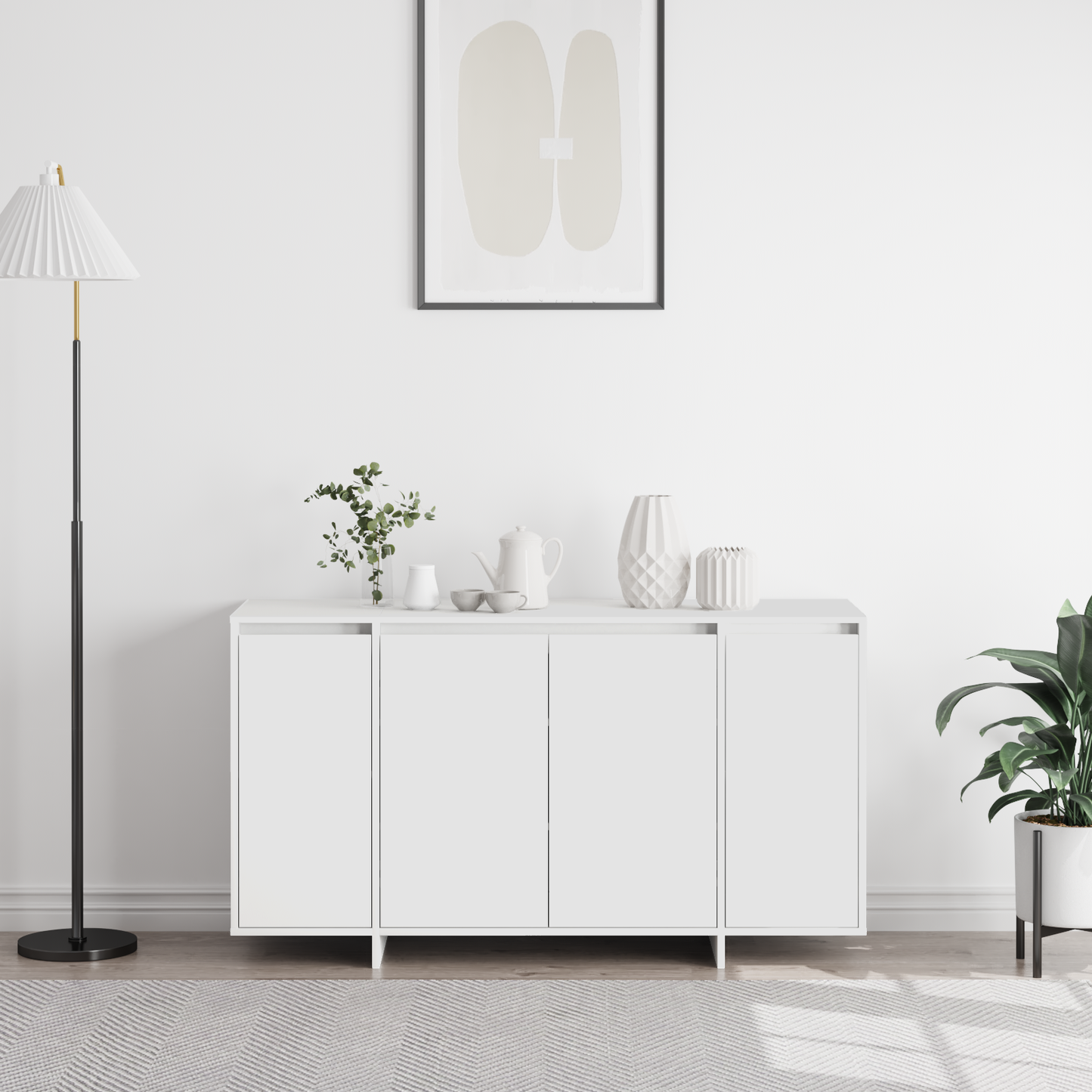 Skänk Vit Trä 135 x 41 x 75 cm Vit Skänk