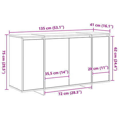 Skänk Vit Trä 135 x 41 x 75 cm Vit Skänk