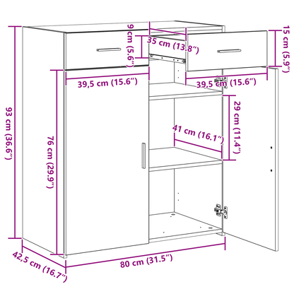 Skåp Svart Ek 80x42,5x93,5 cm
