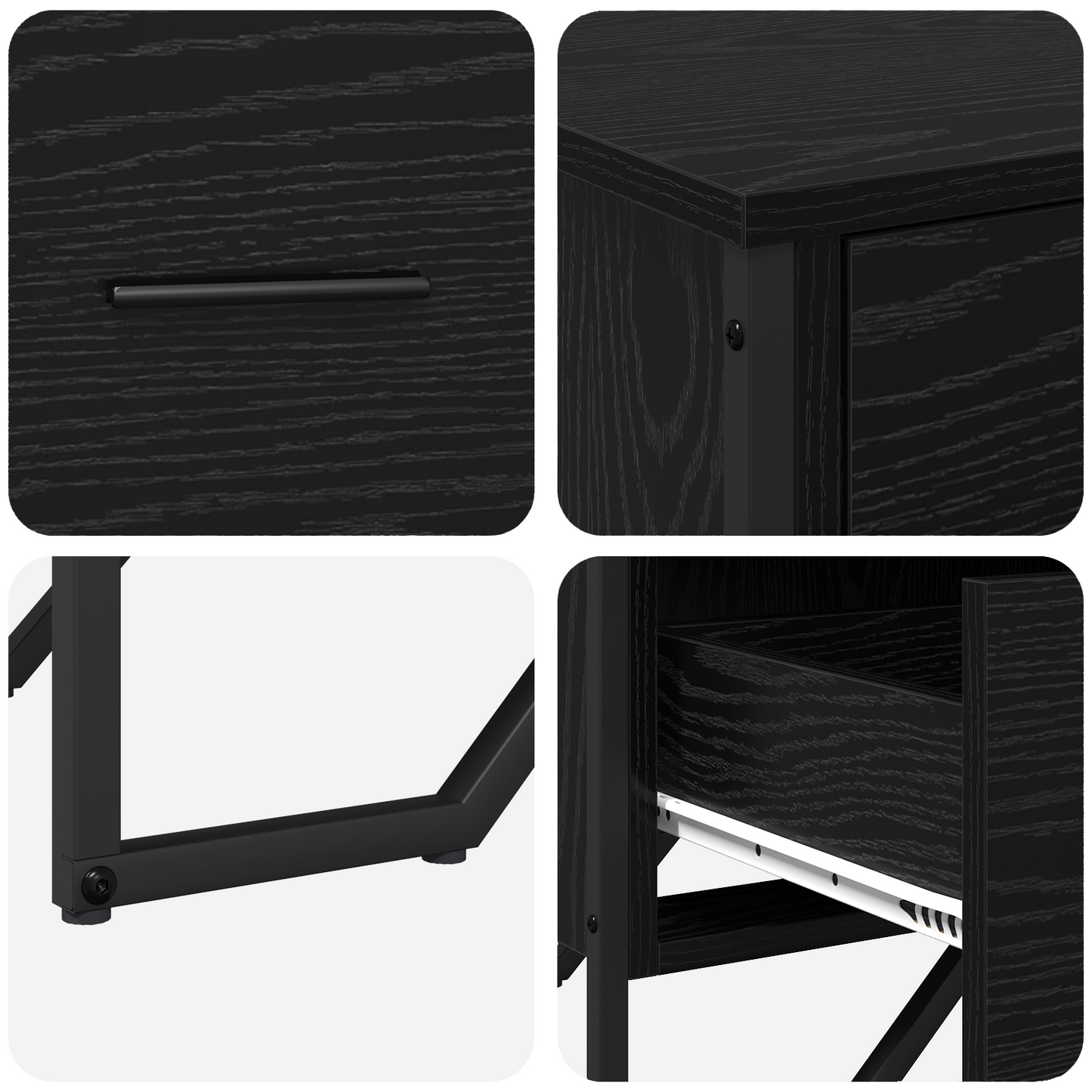 Byrå Svart Ek 91x35,5x74,5 cm