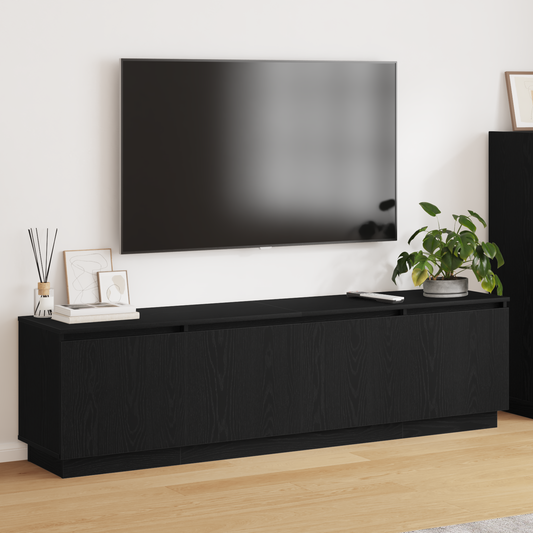 TV-skåp med led Svart Ek 180 x 38 x 49 cm Konstruerat trä