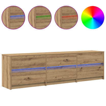 TV-Möbel Brun TV-Skåp 181 x 34 x 50 cm och LED-lampor