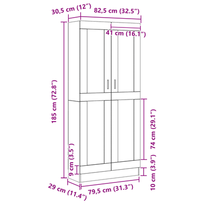 Bokhylla Svart Ek 82.5 x 30.5 x 185 cm