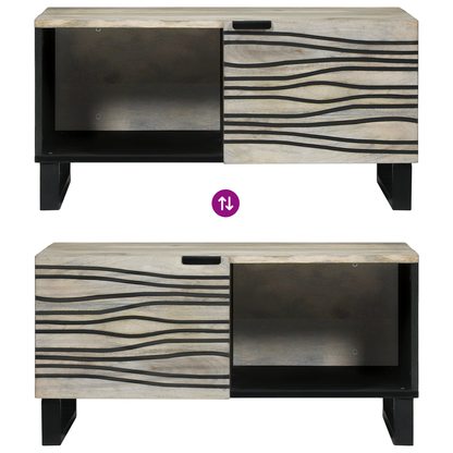 Soffbord Vit Svart 80 x 50 x 40 cm Massivt mangoträ